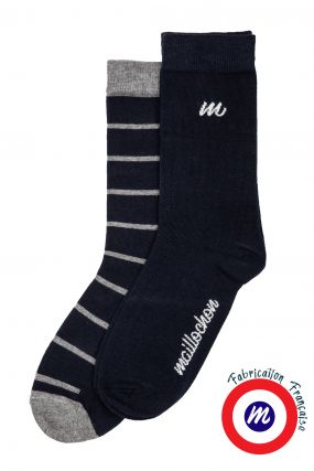 Le pack chaussettes MAILLOCHON RAYURES Marine (X2)