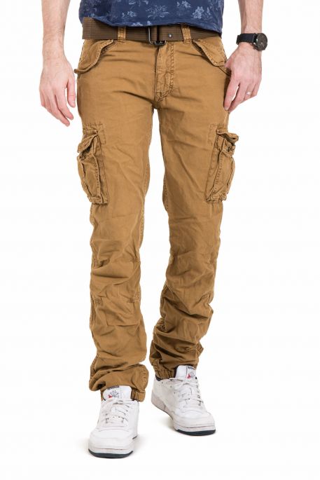 Pantalon battle élastiqué camel homme