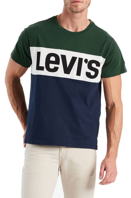Tee-shirt LEVIS COLORBLOCK Green/Marshmallow/Peacoat