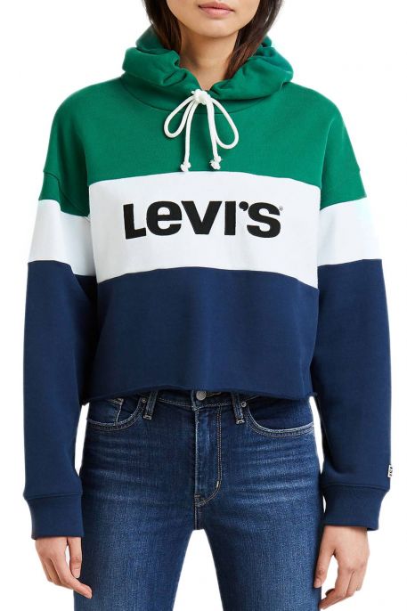 Sweat LEVIS CB CROP Peacoat white & green