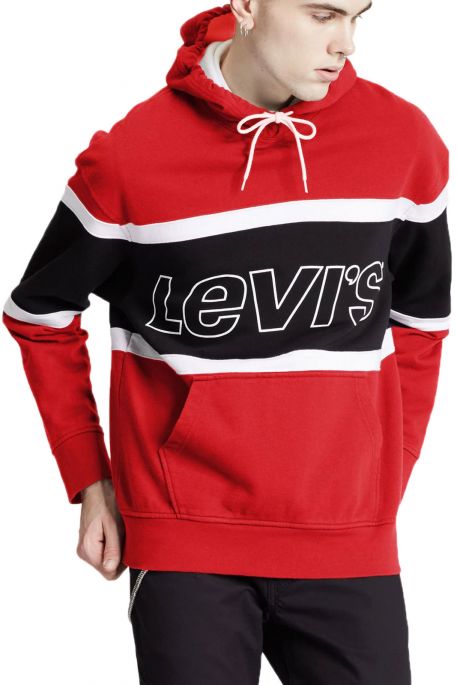 Sweat LEVIS PIECED HOODIE Racer Colorblock Brilliant Red