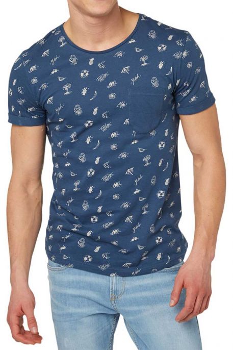 Tee-shirt TOM TAILOR ALLOVER PRINTED Duck blue