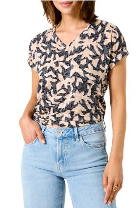 T-shirt GARCIA Black imprimé feuille