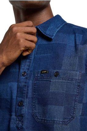 Chemisette LEE POPOVER Indigo Patchwork Dobby