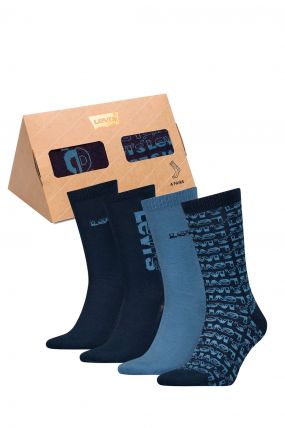 Coffret de 4 paires de chaussettes LEVI'S® REG CUT Blue Combo