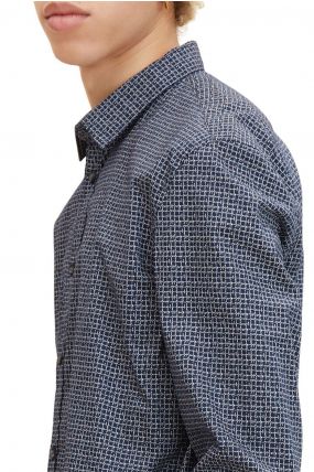 Chemise TOM TAILOR Navy Scratched Check Print 