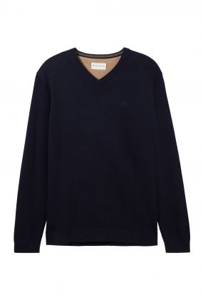 Pull TOM TAILOR V NECK BASIC Navy Melange