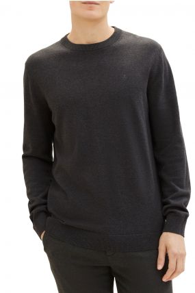 Pull TOM TAILOR CREW NECK BASIC Black Grey