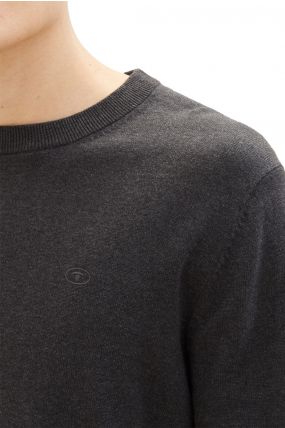 Pull TOM TAILOR CREW NECK BASIC Black Grey