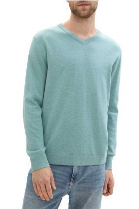 Pull TOM TAILOR V-NECK Blue Melange