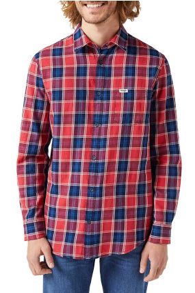 Chemise WRANGLER ONE POCKET CARREAUX Red Indigo