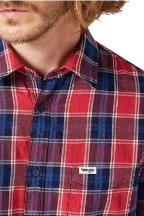 Chemise WRANGLER ONE POCKET CARREAUX Red Indigo