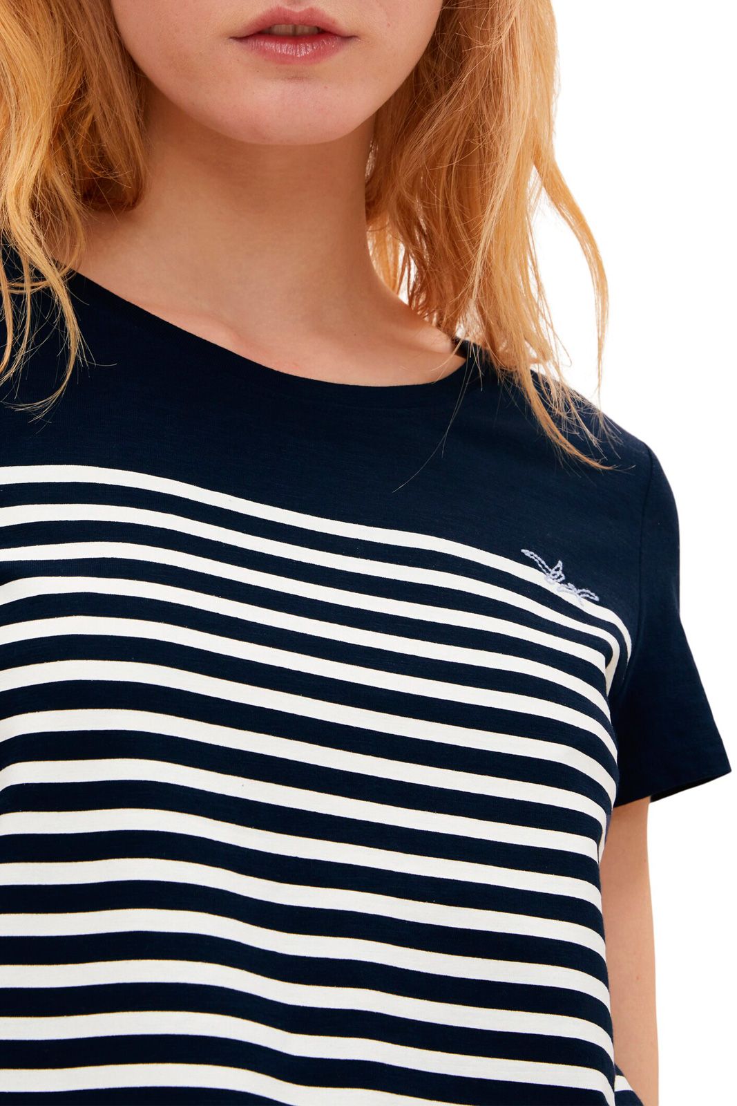 Tee-shirt TOM TAILOR Mariniere White Blue Stripe